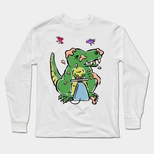 Potter Pottery Tyrannosaurus Dinosaur Dino Cartoon Cute Character Long Sleeve T-Shirt